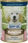 Happy dog консервы для щенков: аппетитный ягненок, печень, сердце и рис