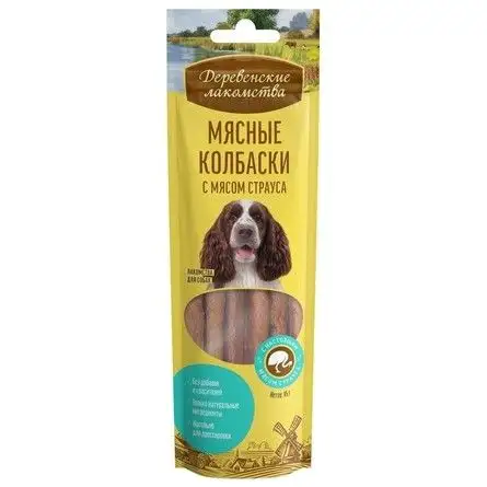 Купить Деревенские лакомства лакомство для собак Мясные колбаски с мясом страуса