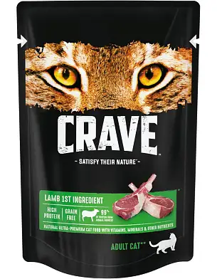Crave влажный корм для взрослых кошек с ягненком в желе (пауч)